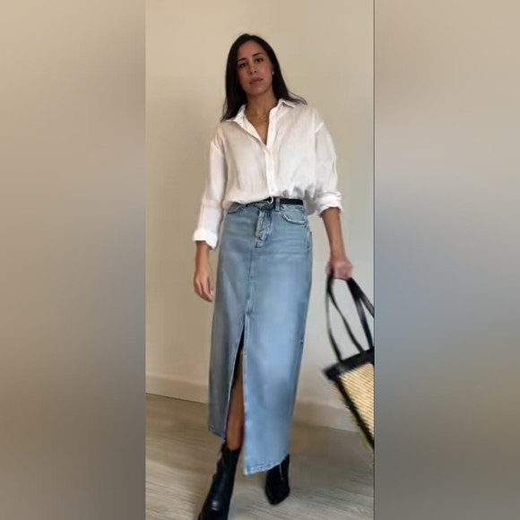 Zara Denim Jean Long Midi Skirt Size Medium